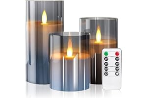 CUBTEM Velas LED Efecto Llama,3PCS Vela LED, Velas Pilas con Mando a Distancia y Función de Temporizador, Velas Eléctricas, Lampara LED Recargable,Velas Decorativas para Interior y Exteriores