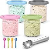 4 x 16oz Replacement Cups Compatible with Ninja NC301, NC300 and NC299AMZ | Includes lids, spoons and ice cream scoops, cups