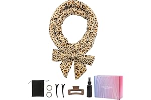 LAFEFE Heatless Curlers Headband,Soft Velour Heatless Hair Curler,8 PCS Heatless Curls Set for Daily/Party Use | Easy DIY Home Styling（Leopard）
