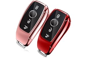 Yosemy 2 custodie per chiavi dell'auto, compatibili con le chiavi Mercedes Benz, in TPU, per classe A, B, C, E, S, CLA GLA GLE GLC GLK AMG (oro rosa e rosso)