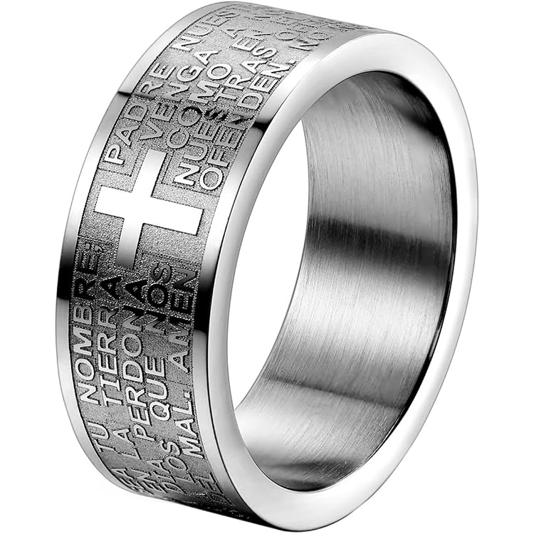 Anelli Preghiera e vari: Anello Padre Nostro smaltato Nero