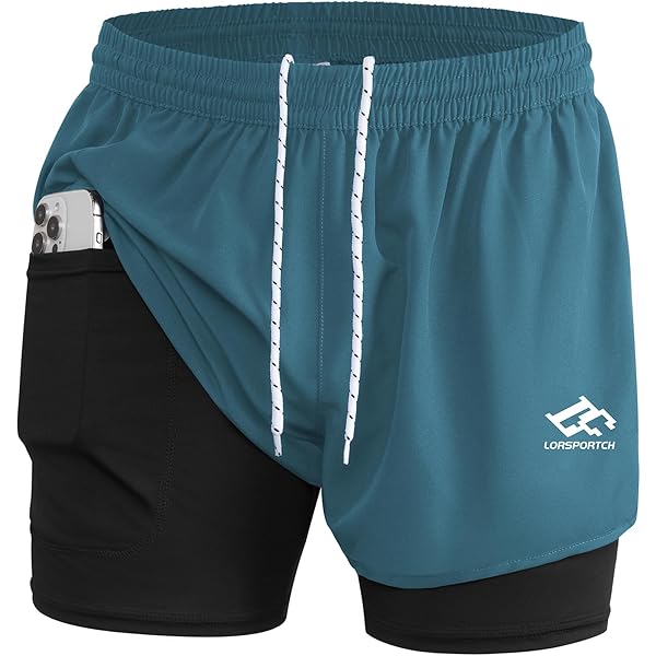 Paquete De 2 Shorts Deportivos Hombre, Pantalones Cortos Para Correr 2 En 1, Con Bolsillo, Secado Rápido Y Transpirable, Pantalón Cortos Casual Hombre Con Licra, Para Running, Gym, Entrenamiento-L