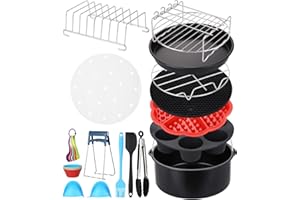 SOBEAU Accessori Friggitrice ad aria (8in)16 Accessori, Tra cui 200 Pezzi di Carta da Forno, per Preparare Cibi Deliziosi