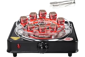 SERdeerCH Electric Charcoal Burner for Coconut Coal, 1000W, Coconut Coal Coil Stove, for Coffee/Tea/Milk, include Grid and Tongs (Black)