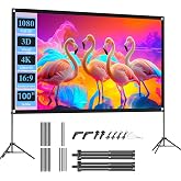 VISULAPEX 100 Inch Projector Screen with Tripod, 16:9 4K HD Projector Screen, Portable, Foldable Screen Projector with Carry 