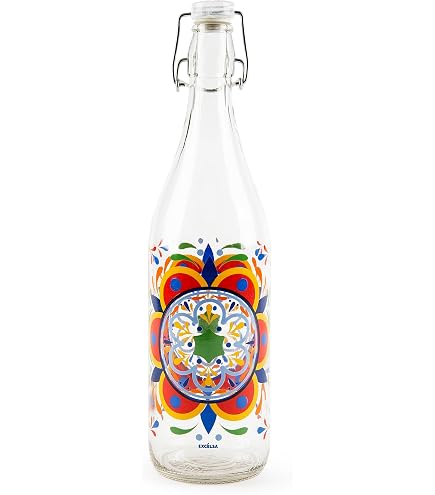 Bouteille En Verre Excelsa Snowman 1 Litre - Bouchon Mécanique étanche, Hauteur 32,5 Cm