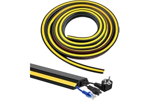 XNZMYN 400 cm Floor Canalina Passacavi Adesiva Calpestabile, Nero Flessibile Pvc Passacavi Pavimento, Easy Cut Copricavi Con 3 Canali Del Cavo, Nascondi Cavi per Uffici, Officine, Magazzini