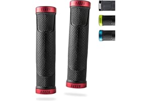 AARON - MTB Non-Slip Rubber Bicycle Grips - Sporty Lock-On Handlebar Grips with Trendy Design - Gel Grips with Handlebar End Caps - For Mountain Bikes, Trekking Bikes, E-bikes, Fixie Bikes and many more - Black