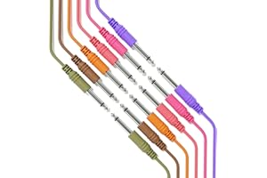 ExcelValley - 6B-Pack - Cable de Guitarra de Instrumento Mono - Conexión Conducción TS 6,35mm 1/4" [20cm 8"]