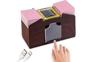 HJCMikee Mélangeur de cartes électrique en grain de bois avec pour poker, Rommé, Uno Skyjo et plus encore ! Mélangeur de cartes professionnel sur simple pression d'un bouton. Mélangeur de cartes prend