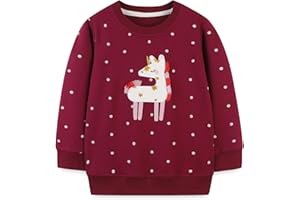 WinZero Little Girls Sweatshirt Cotton Crew Neck Toddler Christmas Jumper Long Sleeve Pullover Tops for Kids 2-7 Years Children Clothes