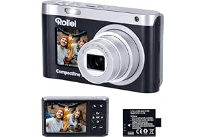 Produktabbildung: Rollei Compactline 12X Digitalkamera 64MP 4K Fotokamera 12X Optischer Zoom | Vlogging Fotoapparat mit Dual Dis