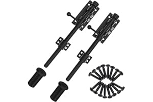 FITHACE Schiebebolzen Torriegel Verdickter Schwerlast Türriegel Verschluss 304 Edelstahl Bolzenriegel Schwarz Massiver Torverschluss Türverriegelungen mit Schrauben und Staubschutzbehälter