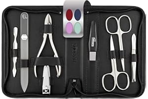 marQus Solingen set per manicure con tronchesino per unghie e lima di vetro 8 pezzi - kit in custodia di pelle di alta qualità per donne e uomini
