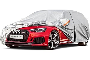 Kayme Bâche Voiture Break Étanche Respirante Compatible avec Audi A4 Avant (2004-2025), 6 Couches Housse de Protection Voiture Extérieur, Contre Soleil Poussière avec Zip et Doublure en Coton.