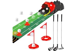 Pobusolt Upgraded Kids Toy Golf Set with Automatic Golf Returner Led Light Up Night Golf Balls with 3 Clubs Putting Mat 3-8 Toddler Mini Golf Games Indoor Outdoor Sports Toys for Boys Girls