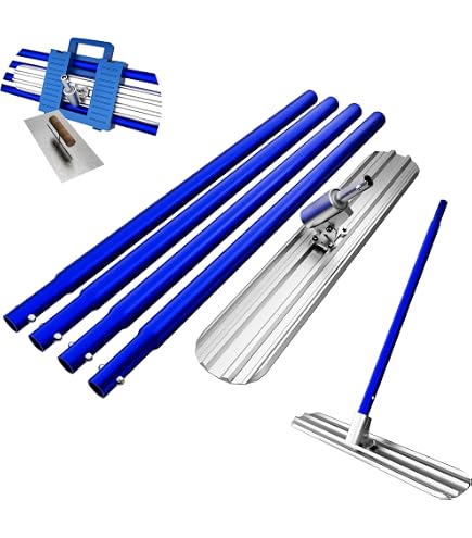Garvee 48x8 Inch Bull Float Magnesium Concrete Tool – Round End, Adjustable Angle Bracket, 4 Handles & Carry Bag Included