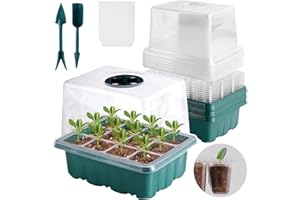 Aohcae Szklarnia pokojowa, zestaw 10 sztuk, małe z narzędziami ogrodowymi, misy do wysiewu z tworzywa sztucznego, z pokrywką, do wzrostu roślin i kiełkowania nasion