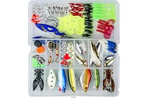 MeianJu 120-Piece Fishing Lures Kit – Pike, Bass & Saltwater Fishing | UV+Corrosion-Resistant Tackle Box, Murky Water Performance