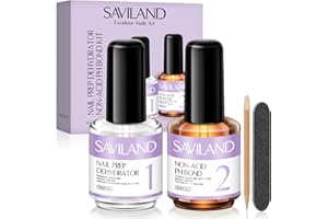 Saviland Nail Prep Primer Unghie Gel, 2pcs 15ml U V LED Primer Unghie e Dehydrator Naturale Nail Prep Unghie, Lunga Durata asciugatura rapida Professionale per Acrilico Polvere e Smalto Unghie Gel