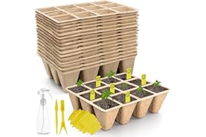 SYITCUN 240X Biodegradables Semilleros de Germinacion 3,1x3,1cm, Paquete de 20 Maceta Biodegradable para Semilleros,Bandejas de Plántulas, Macetas de Vivero Biodegradables