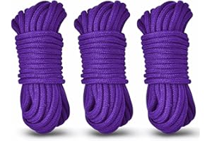 LUXOCARE Soft Cotton Braid Rope Cord- Durable Tying Rope,Twisted Cotton Knot,10m Long, 8mm All Purpose Cord for DIY Craft Projects,Hanging, Bundling,Gardening, Home Decor (3pcs,Purple)