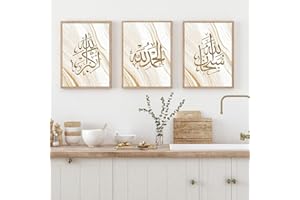 AWKFHF Calligraphie Arabe Islamique Tableau Décoration Murale,Islam Toile Peinture Affiche Chambre Salon Décoration(sans Cadres) (A06,3X30X50CM)