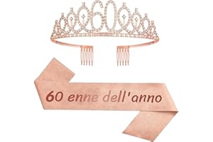 JENICH Fascia in Italiano 60 Anni di Compleanno Donna Tiara Corona Decorazioni Addobbi
