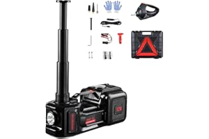 VEVOR Cric Électrique 5 T, Cric de Voiture Automatique avec Gonfleur Intégré, Cric de Levage avec Clé à Chocs Électrique et Lampe LED, Outil Démonte-Pneu Portable pour Dépannage Routière SUV Berline