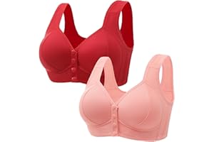 Guhmomh Seamless BH Damen ohne Bügel 2er Pack Push up BH mit Vorderverschluss Lifting Anti-Sagging Klassische Bras Weich Bequemer Schlaf Bustier Breite Träger Atmungsaktiv Tshirt Bralette für Alltag