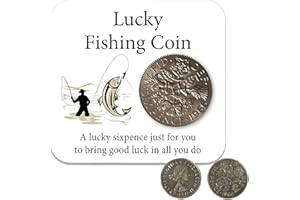 YSUY Lucky Fishing Coin and a Card, Lucky Sixpence Fisherman Gift, 1966 Silver Sixpence for Men – Birthday Gifts for Husband Brother Dad and Friend