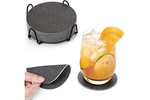 Chitomars Sottobicchieri in Pelle Set di 12, Antiscivolo Impermeabile Sottobicchiere Rotonde Lavabili Bifacciale Sottobicchieri per Caffè, Bar, Ristoranti, Ufficio e Altro (Grigio, Rotonde)