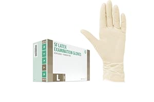 ‎SF MEDICAL PRODUCTS GMBH SF Latexhandschuhe L Weiß – 100 Stück Einweghandschuhe, Einmalhandschuhe, Latex Handschuhe, Gummihandschuhe für Medizin, Reinigung, Küche, Kosmetik, Tattoo & Haushaltsarbeiten – Puderfrei, Reißfest