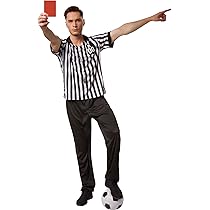 Costume D'Arbitre Noir Et Blanc - Déguisement Rayé Avec Insigne R Et 00 | Manches Courtes