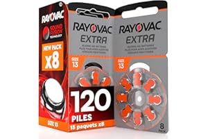 UDIVITA 120 Piles Auditives Rayovac Extra 13. 15x8 Piles pour Appareil Auditif