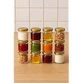 12 Adet 40 ml Gold Metal Kapaklı Şeffaf Numune Mama Ek Gıda Şekerleme Re&ccedil;ellik K&uuml;&ccedil;&uuml;k Cam Kavanoz