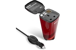 BESTEK 200W Power Inverter DC 12V to AC 230V 240V 3-in-1 Car Charger Cigarette Lighter Socket + AC Plug + Dual USB Charging Ports Voltage Converter