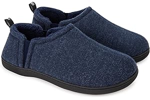 Snug Leaves Chaussons Hommes Laine fuzzy feutre mémoire Chaudes pantoufles antidérapantes Faux Sherpa Pantoufles avec double side gores élastiques