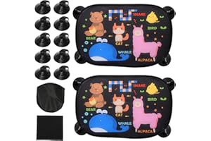 MAIXINNEW 2 Pcs Baby Car Window Sun Shade UV Protection, Cars Side Window Sunshade with Pattern, Internal Car Window Shade with Suction Cup (45x30cm)