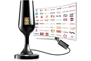 DGUPSP DVBT2 Antenne, zimmerantenne DVB-T & DVB-T2 Antennen mit Verstärker, Großer Reichweite und 360° Empfang, Zimmerantenne für Fernseher mit Starkem Magnetfuß, Geeignet für 4K 1080p -Schwarz