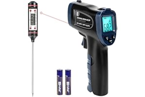 ERICKHILL Non-Contact Infrared Thermometer -50℃~600℃ LCD Backlit Screen Adjustable Emissivity - for Vehicle Repair/Cooking/BBQ/Freezer/Fridge/Baking, with Meat Temperature Detector