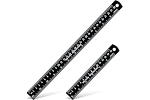 Ouligay 2 reglas de metal de 12 pulgadas y 6 pulgadas de 30 cm y 15 cm con regla recta para dibujar, hogar, oficina, ingeniería, fácil de leer