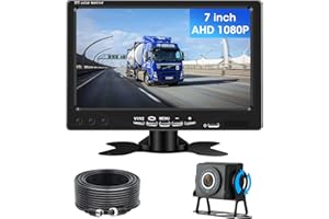 JANSITE Reversing Camera Kit for Vans 7'' AHD 1080P Reverse Camera Reversing Camera Kit 【DIY 5 Parking Line Modes】Trucks/RVs Caravan IP69 Waterproof Car Rear View Camera Night Vision with 15 Meters Cable