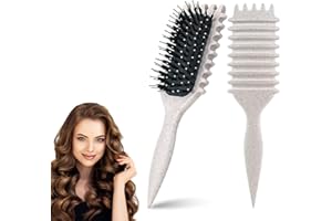 ‎YERIA Yeria Lockenbürste Curly Hair Brush,Curl Define Stylingbürste- Bounce Curl Brush,Ideal für Locken & Volumen Styling (Hellbeige)