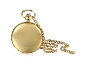 JewelryWe Męski damski zegarek kieszonkowy klasyczny błyszczący zegarek łańcuszkowy analogowy zegarek kwarcowy z łańcuszkiem na szyję zegarek na ramię Pocket Watch prezent grawerunek