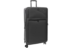 Bordlite Lightweight 4 Wheel Black Suitcase Soft Luggage Travel Cabin Bag, Easy Roll Suitcase - Black - X Large