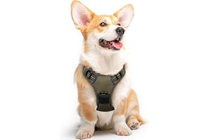Eagloo Dog Harness Medium, No Pull Pet Harness Adjustable, Front Clip Vest Harness, Soft Padded Dog Vest, Reflective No-Choke Breathable with Easy Control Handle, Brown, M
