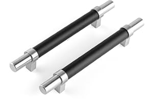 Brute Strength – Stål-/läderhandtag – Silver/svart – 128 mm c/c – 4 st