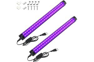 BOSITE 2 Pièces 10W Lumière Noire Portable,Barre de Lumières UV,Lumière DJ,Tube LED Lampe noire pour Halloween Noël Soirée Date D'anniversaire Poster Fluorescente Blacklight Party Effet Maquillage
