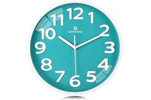 Lafocuse 30cm Orologio da Parete Numeri 3D Grande, Turchese Verde Moderno Silenzioso Facile da Leggere, Orologio da Muro senza Ticchettio per Cucina Camera da Letto Soggiorno Ufficio